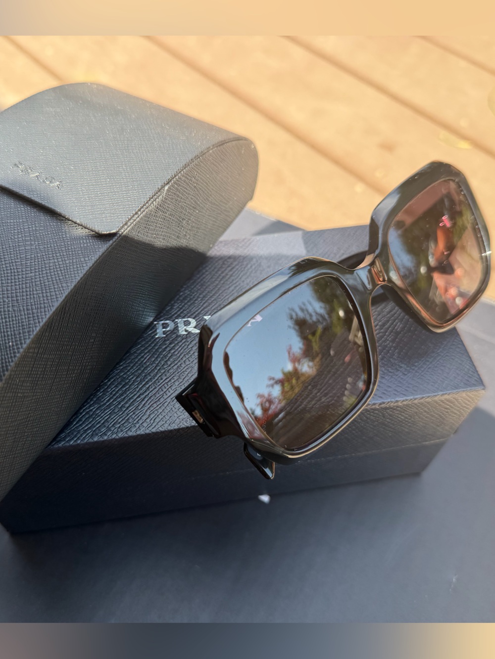 Prada PR 28ZS Black Oversized Square Sunglasses 16K90A 53-22-145 w/ Case Box